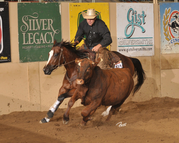 Grant Lindaman II piloted Truckin Miraclena to the Futurity Amateur Reserve Championship.